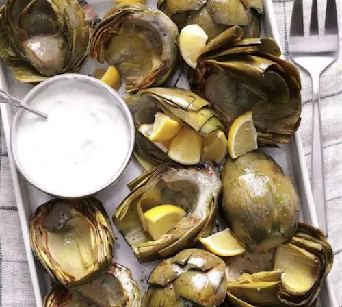 Fresh Artichokes with Lemon Yogurt Dip